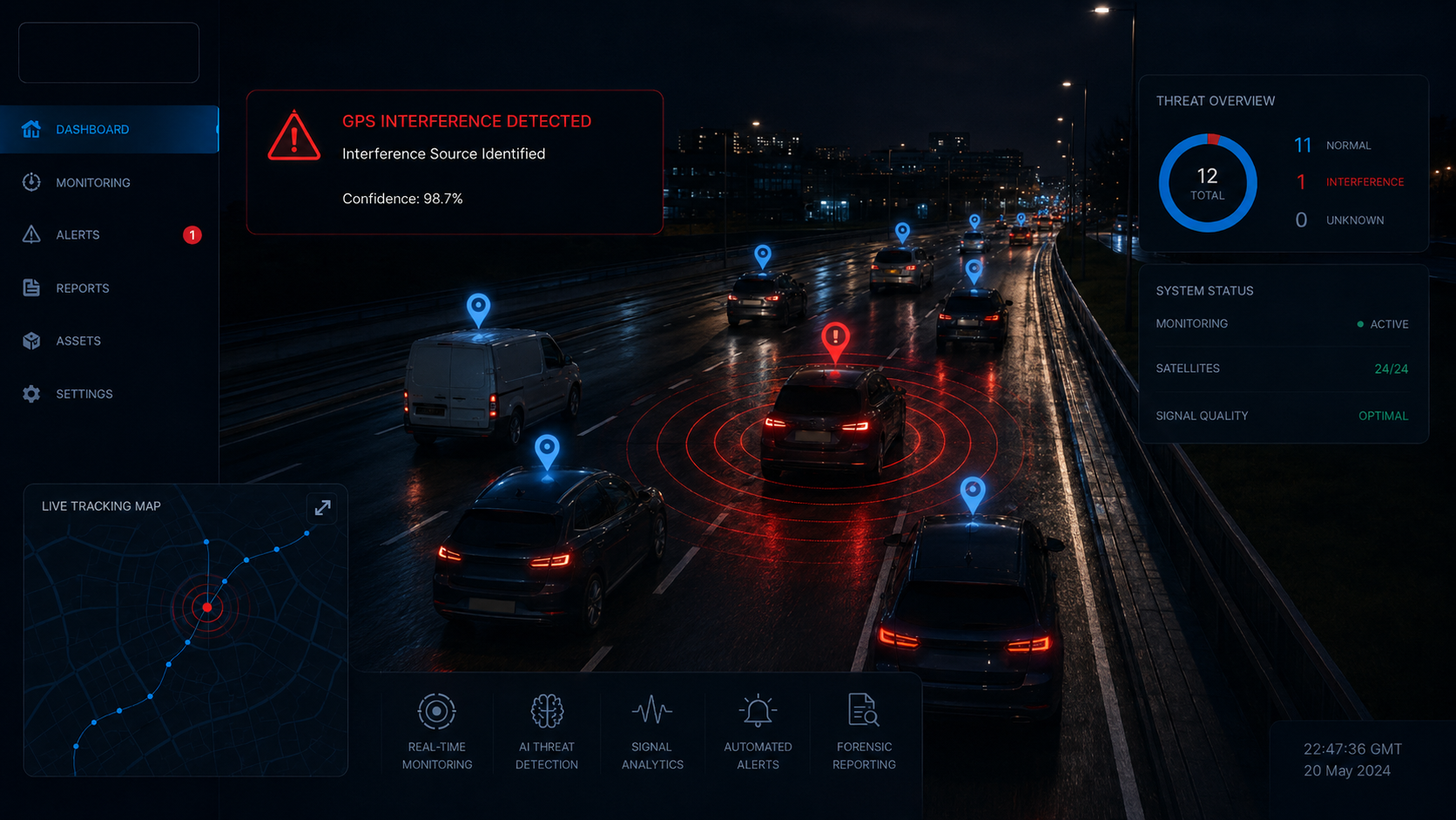GNSS/GPS jamming detection map